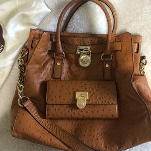 Michael Kors Hamilton ostrich bag AND wallet